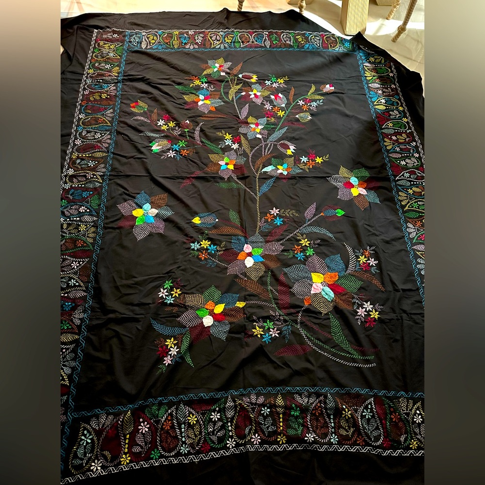 Suchika embroidered tablecloth or bed cover